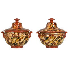 Pair of Slipware Covered Tureens