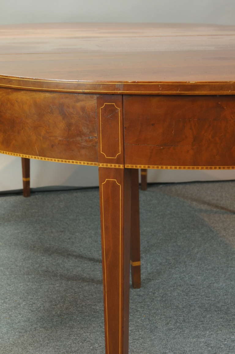 Satinwood Federal Style D-End Dining Table