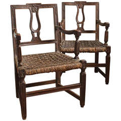 Antique Pair of Early 19th Century French Country Armchairs