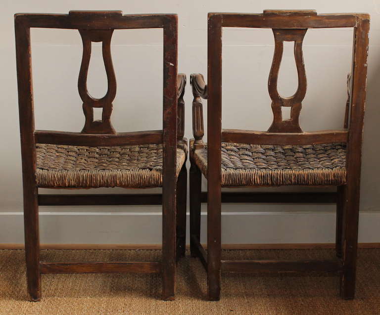 Wood Pair of Early 19th Century French Country Armchairs