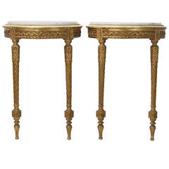 Pair of 19th Century French Demilune Console Tables