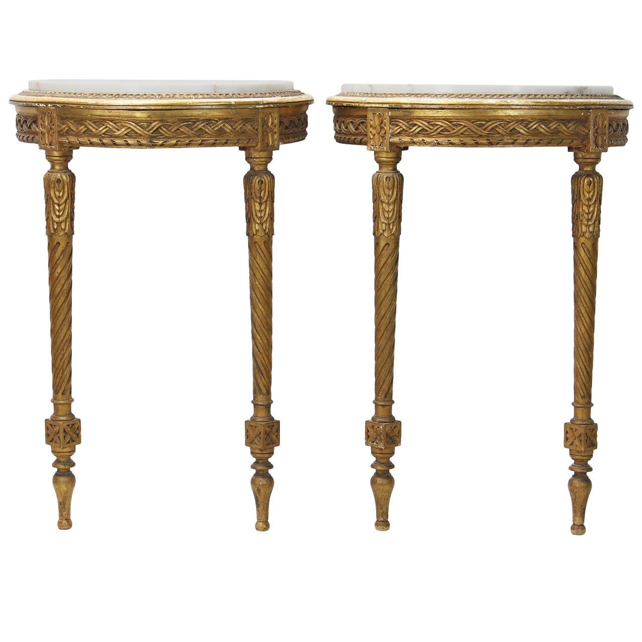 Pair of 19th Century French Demilune Console Tables