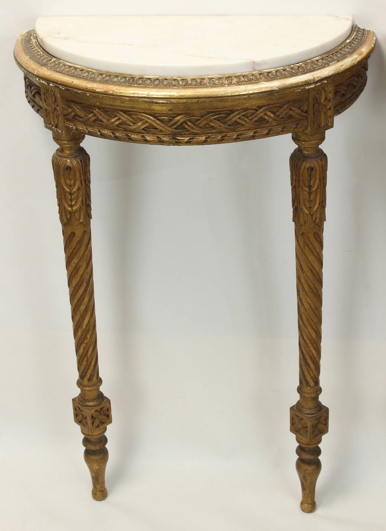 Marble Pair of 19th Century French Demilune Console Tables