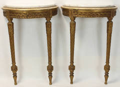 Pair of 19th Century French Demilune Console Tables