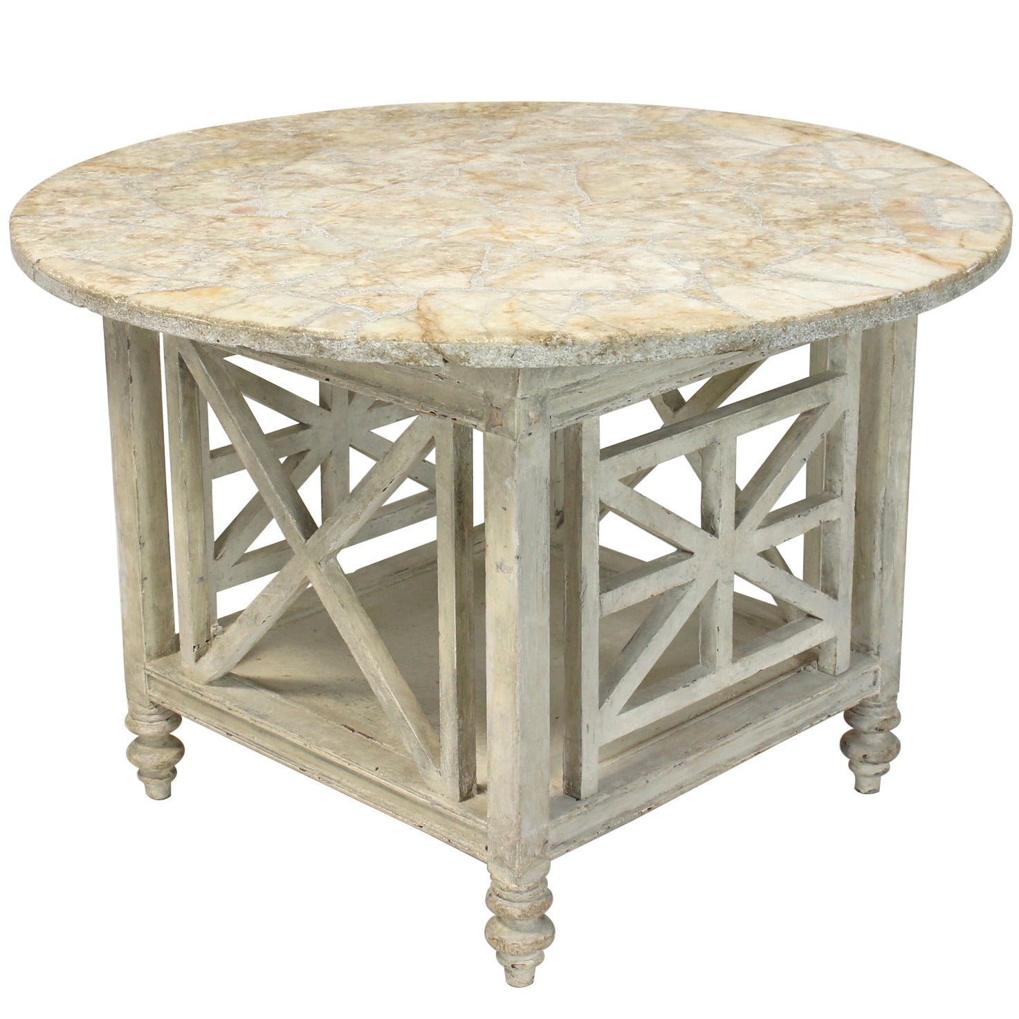 Chinese Chippendale Marble-Top Center Table