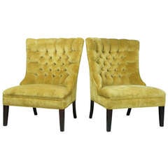 Pair of Buttoned Back Slipper Chairs