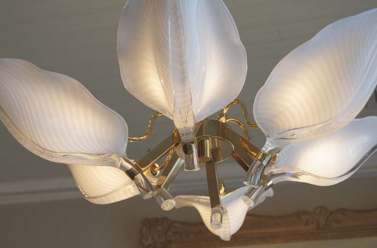 Late 20th Century Murano Glass Leaf Chandelier