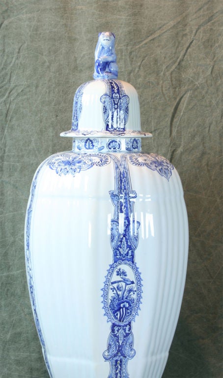 Glazed Monumental Tiffany & Co. Faience Covered Jar For Sale