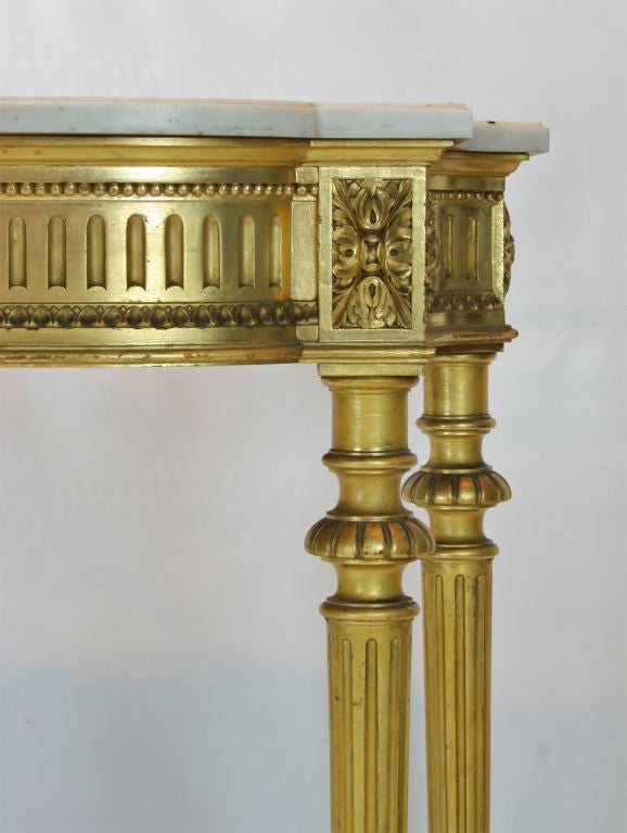 Large Louis XVI Style Giltwood and Marble Console 1