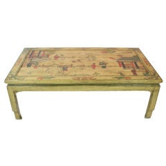 Large Chinoiserie Decorated Cocktail Table Large Chinoiserie Decorated Cocktail Table