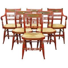 Used Set of Six 19th C. American Hitchcock Dining Chairs