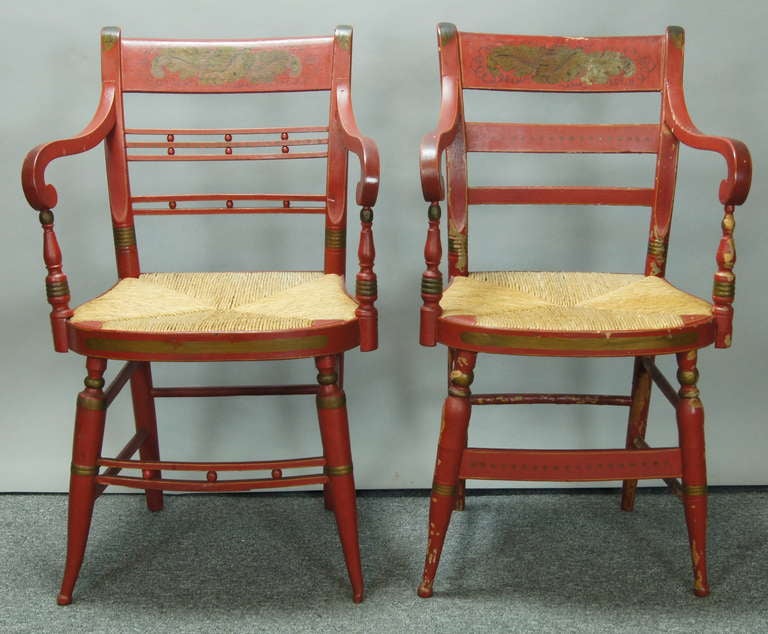 Set of Six 19th C. American Hitchcock Dining Chairs at 1stdibs