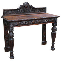 Heavily Carved Oak Pier or Serving Table 6