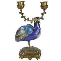 Cloisonne Quail Incense Burner with Ormolu Mounts