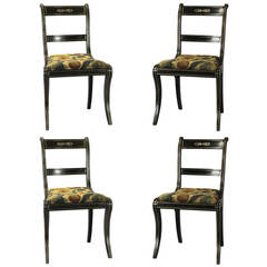 Set of Four Regency Dining Chairs with Brass Inlay