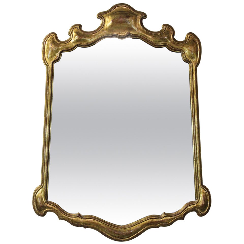 Italian Giltwood Cartouche Mirror