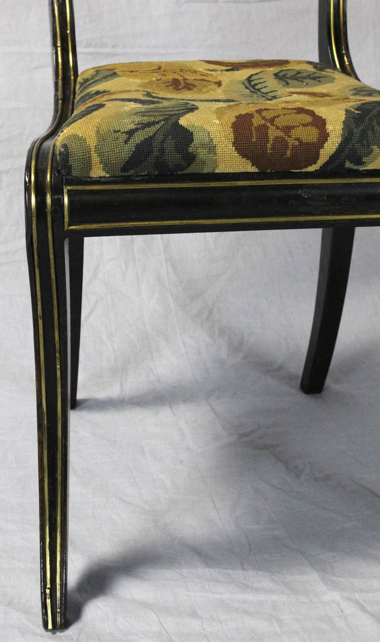 Set of Four Regency Dining Chairs with Brass Inlay 2