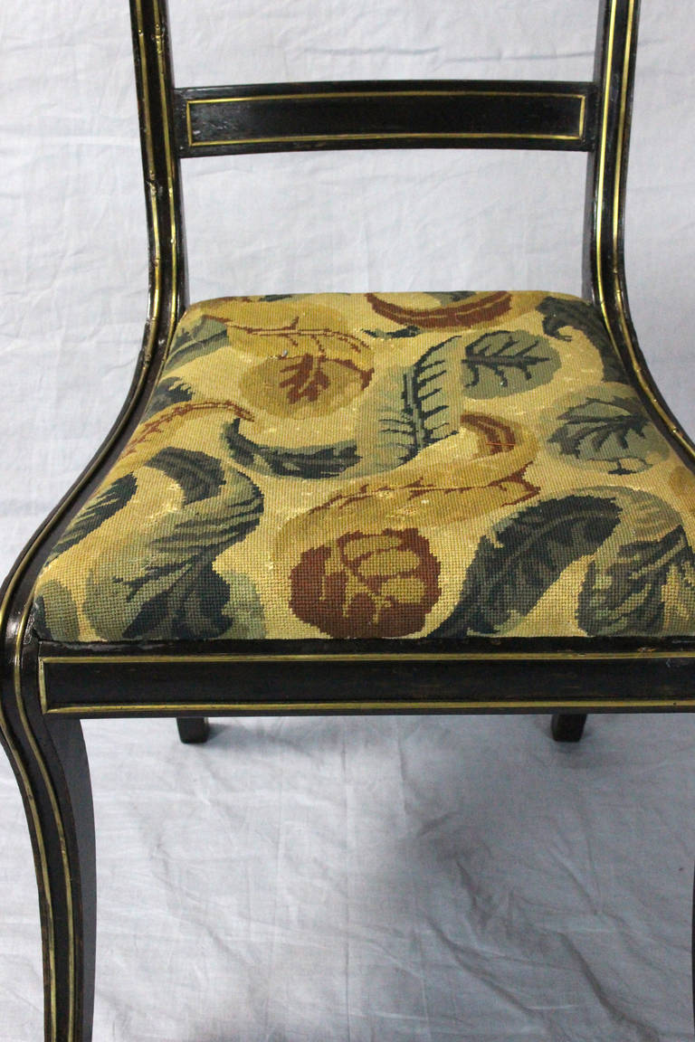 Set of Four Regency Dining Chairs with Brass Inlay 3