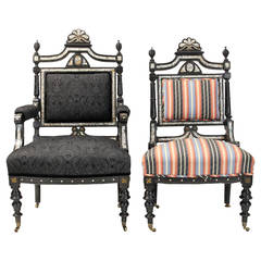 Antique Pair of English High Victorian Chairs