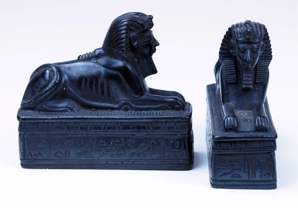 Pair of Black Basalt Sphinxes 2
