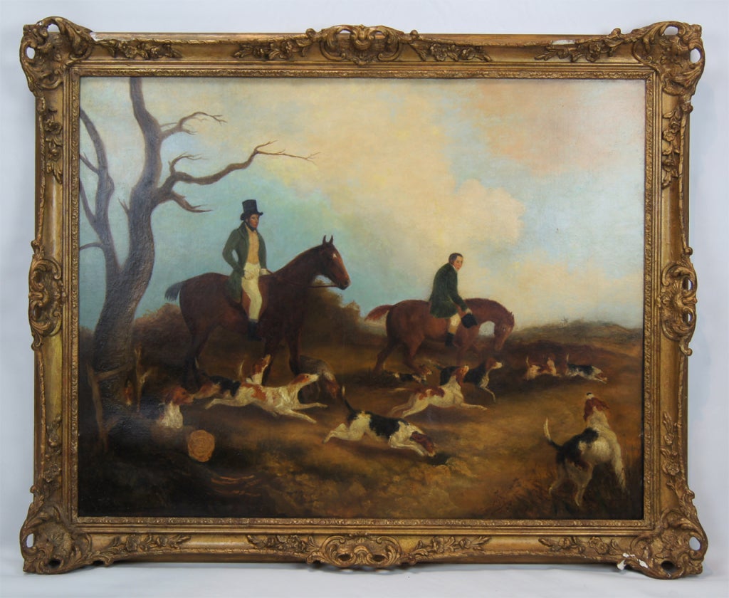 19th Century Large English Hunt Scene Painting