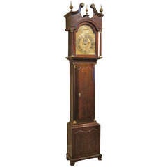 Early English Oak Chippendale Style Tall Case Clock