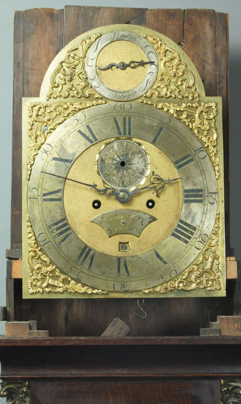Early English Oak Chippendale Style Tall Case Clock 3