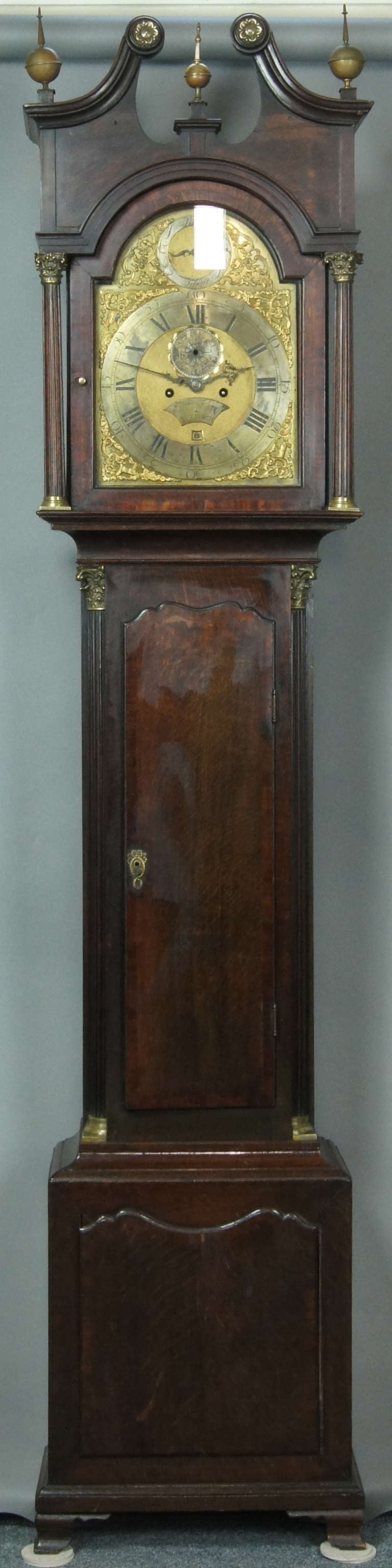 18th Century and Earlier Early English Oak Chippendale Style Tall Case Clock