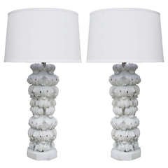 Pair of Acanthus Leaf Plaster Lamps