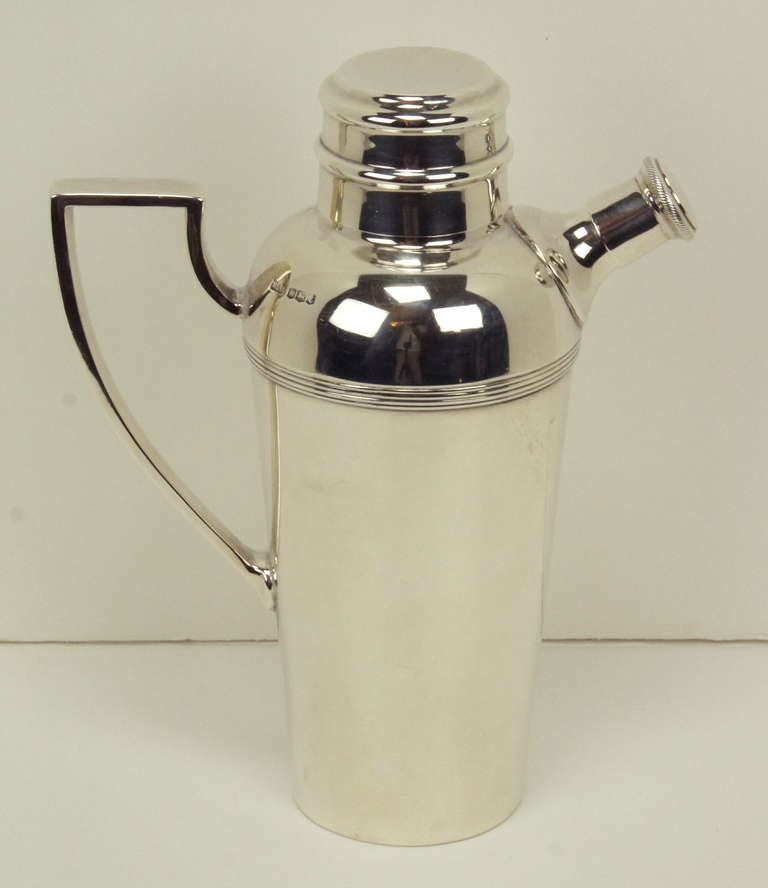 British Sterling Silver Art Deco Cocktail Shaker by Mappin & Webb