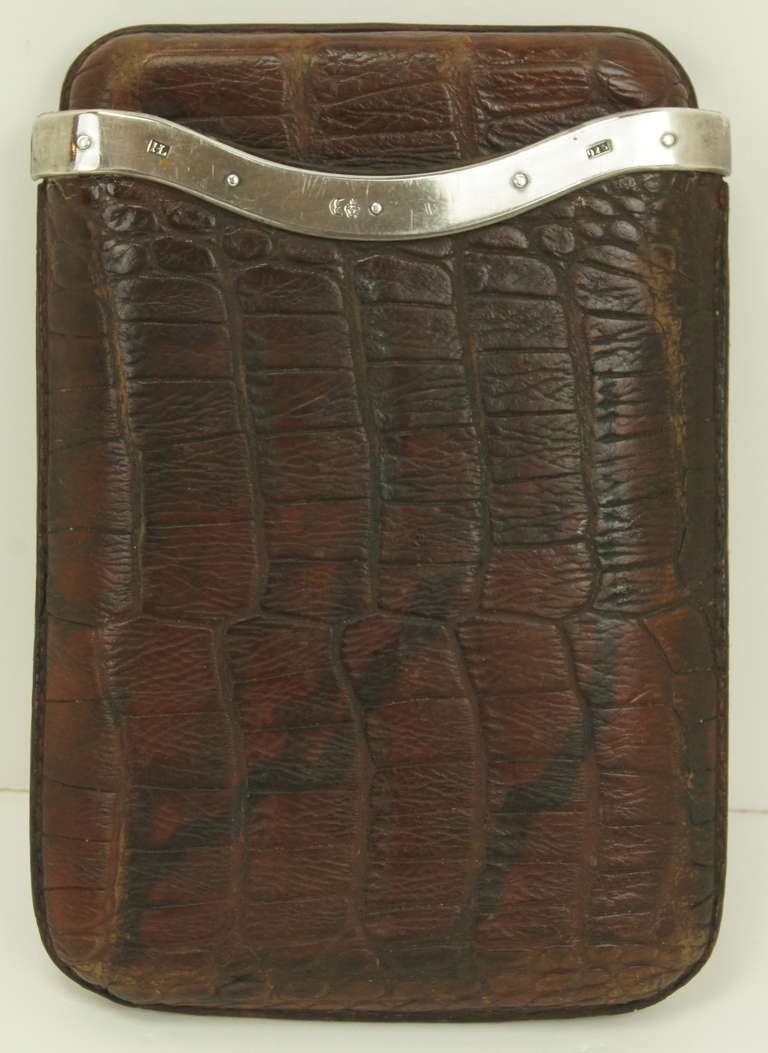 German Alligator and Sterling Silver Cigar Case