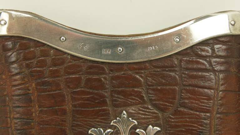 20th Century Alligator and Sterling Silver Cigar Case