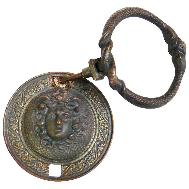 Cast Bronze Medusa Door Knocker at 1stDibs doorbell knocker medusa