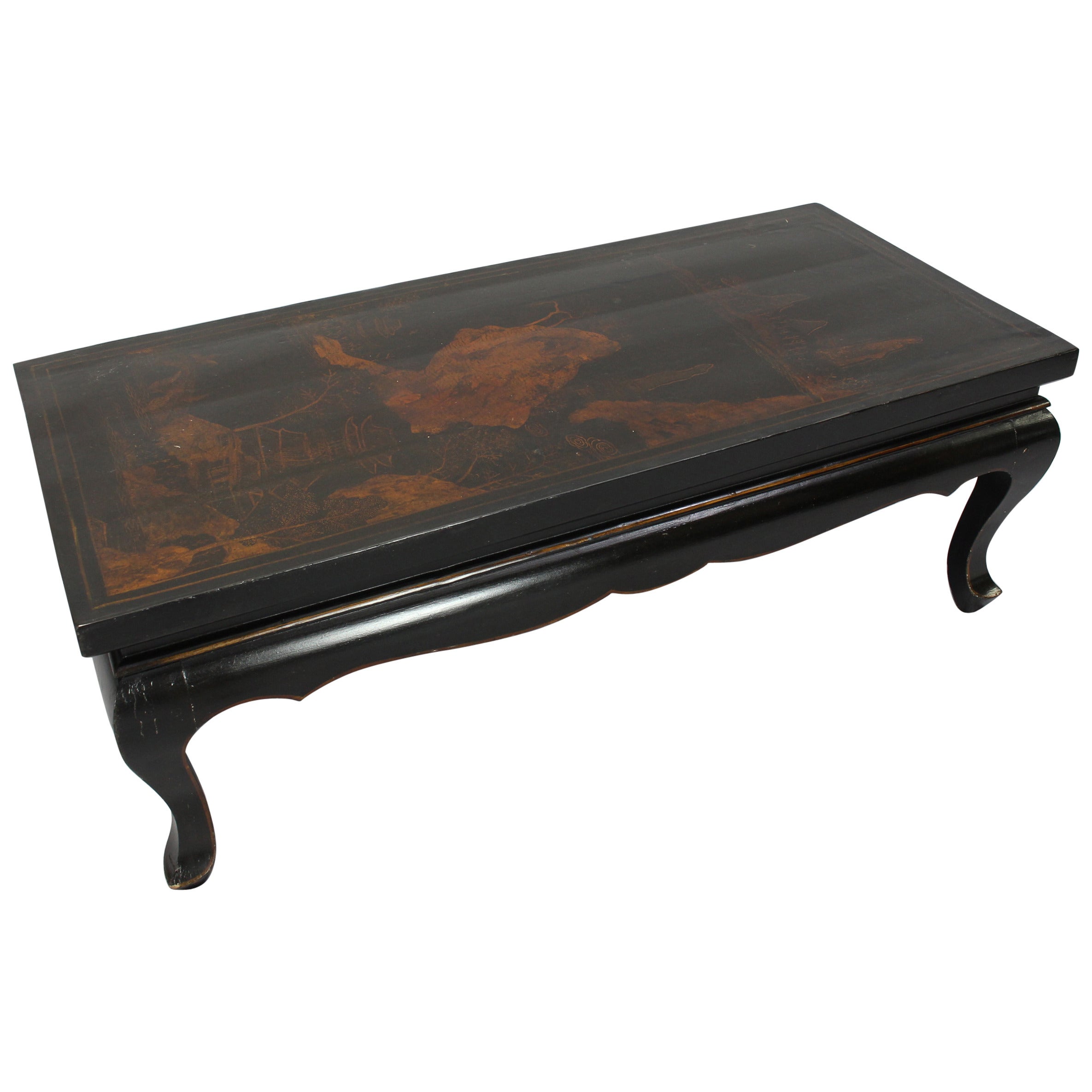 Chinoiserie Black Lacquer Cocktail Table