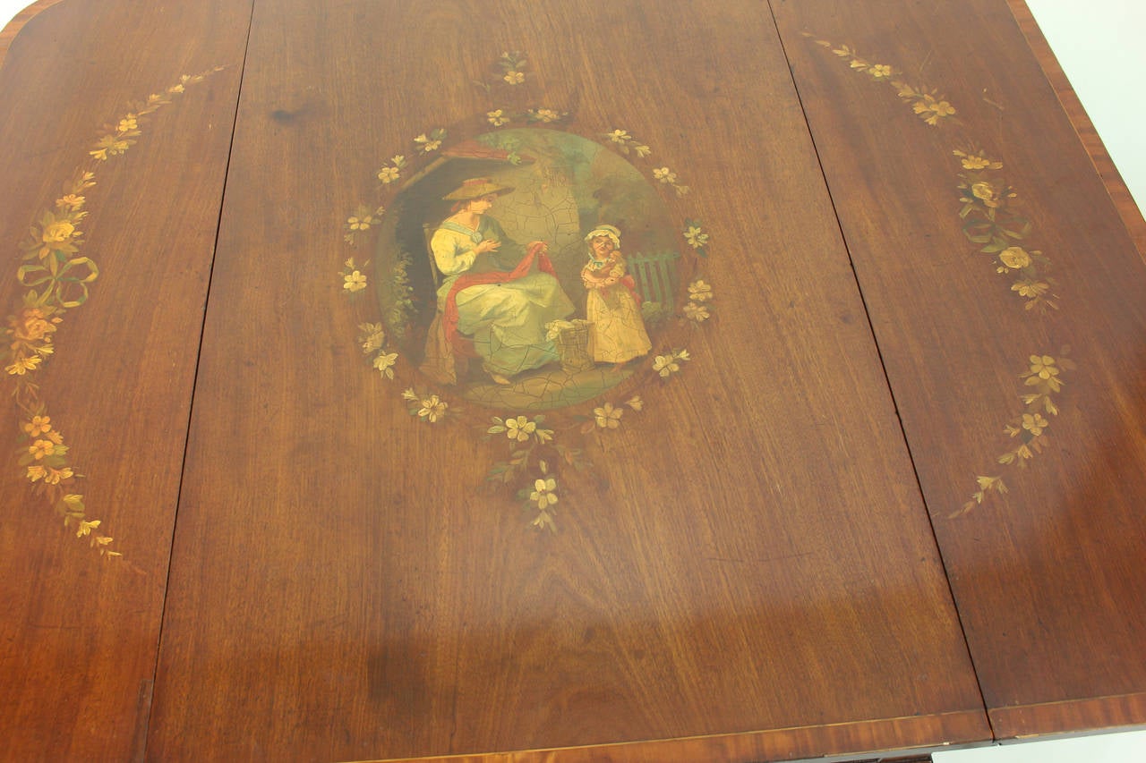 George III Mahogany Paint Decorated Pembroke Table 2