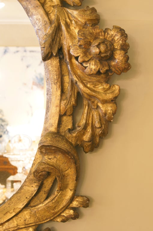 Carved Italian Baroque Gilt Mirror