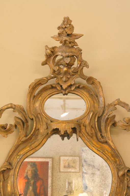 18th Century and Earlier Venetian Girandole Mirror with Chinoiserie Carving For Sale