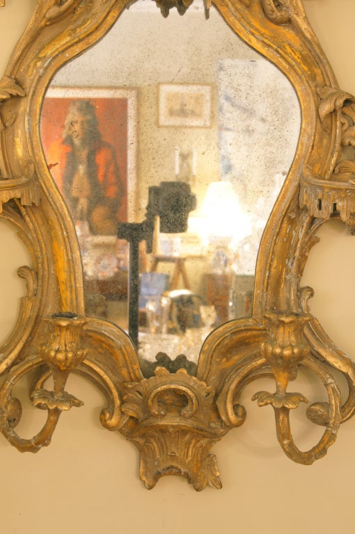 Wood Venetian Girandole Mirror with Chinoiserie Carving For Sale