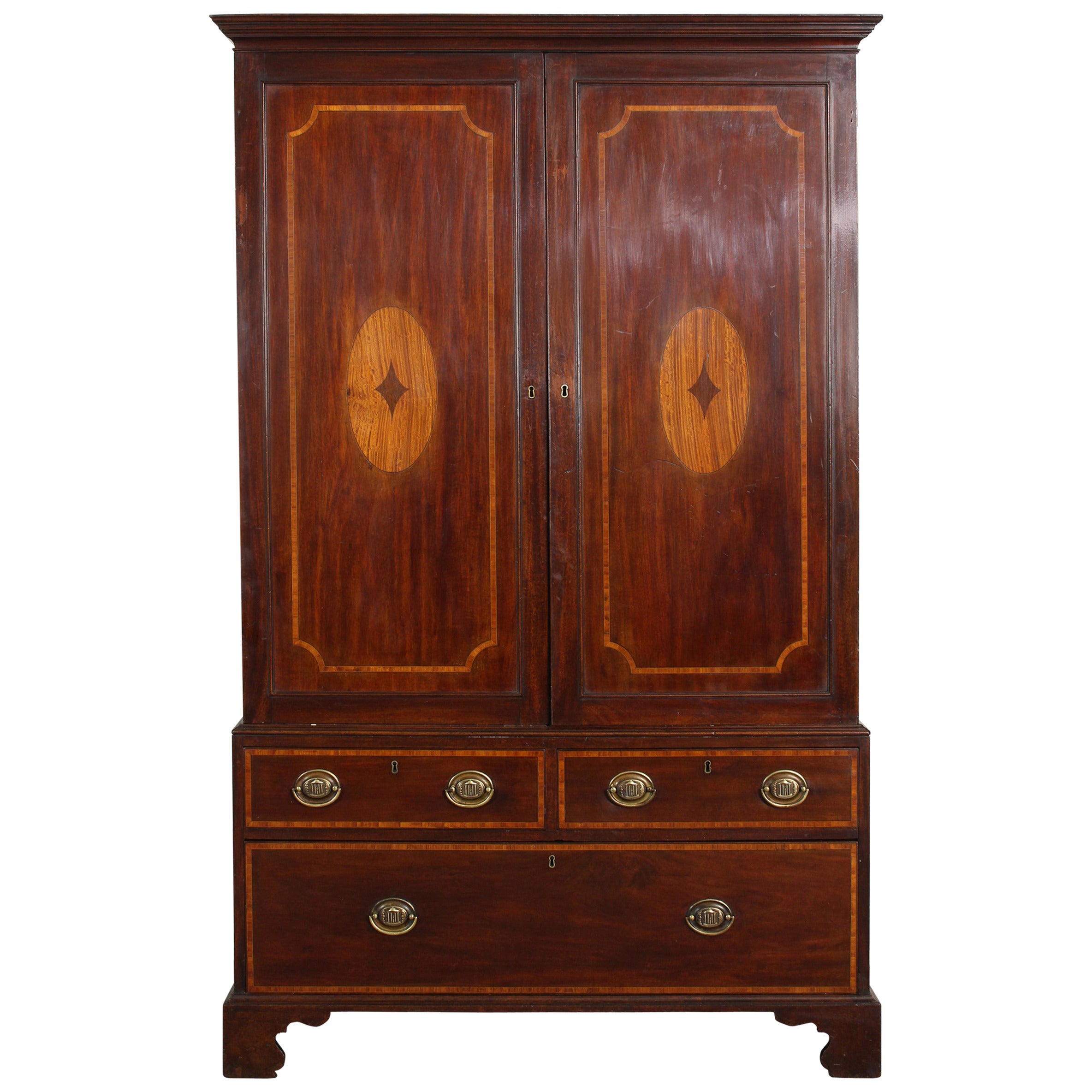 19th Century Mahogany Linen Press