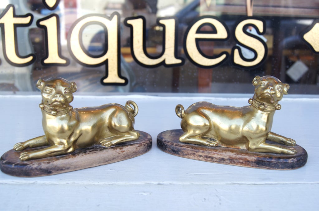 German A Pair of Gilt Bronze Pugs