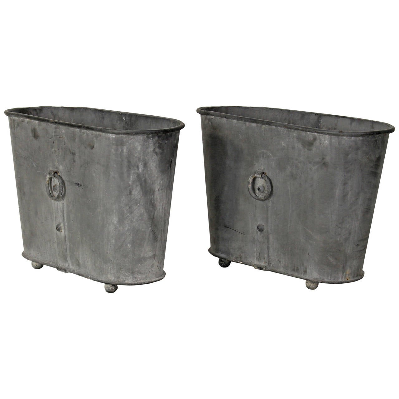 Pair of Large French Zinc Oval Planters at 1stDibs french zinc planters