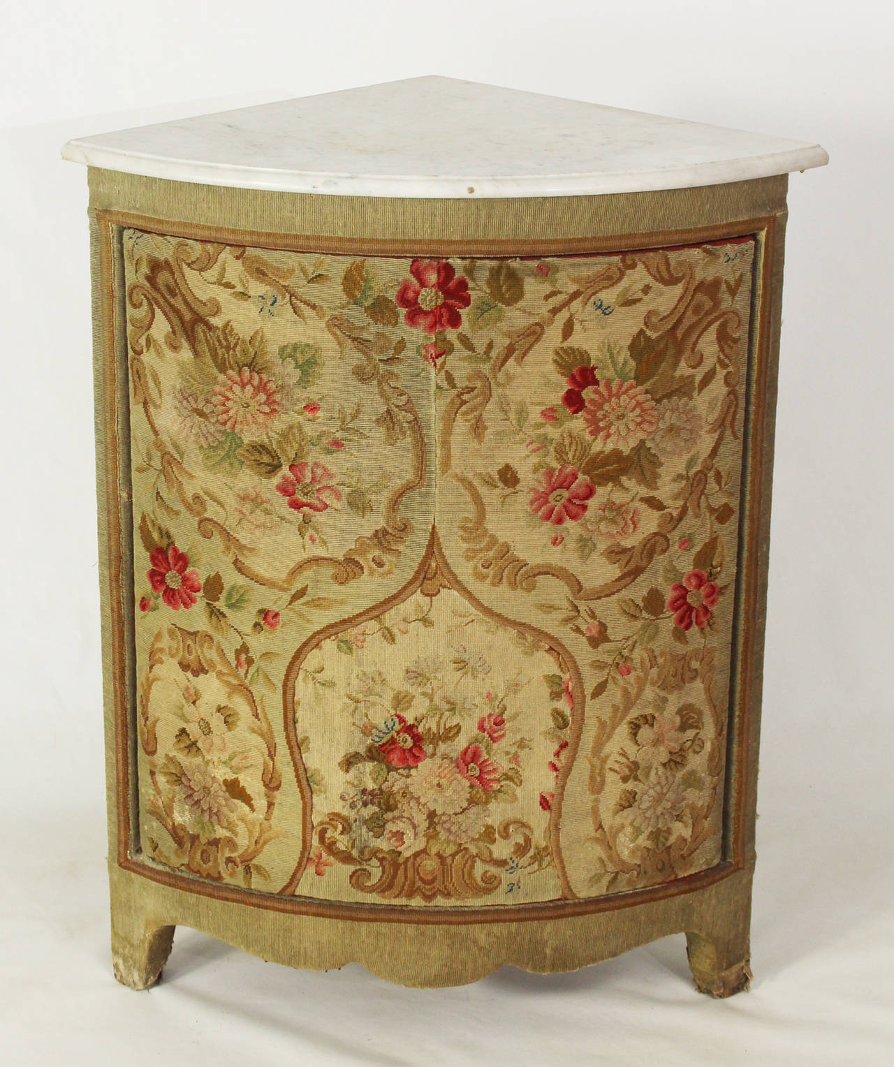 Mid-19th Century 19th Century French Tapestry Bowfront Corner Cabinet