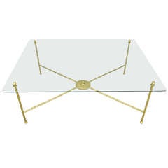 Glass and Gilt Iron Cocktail Table by Holly Hunt