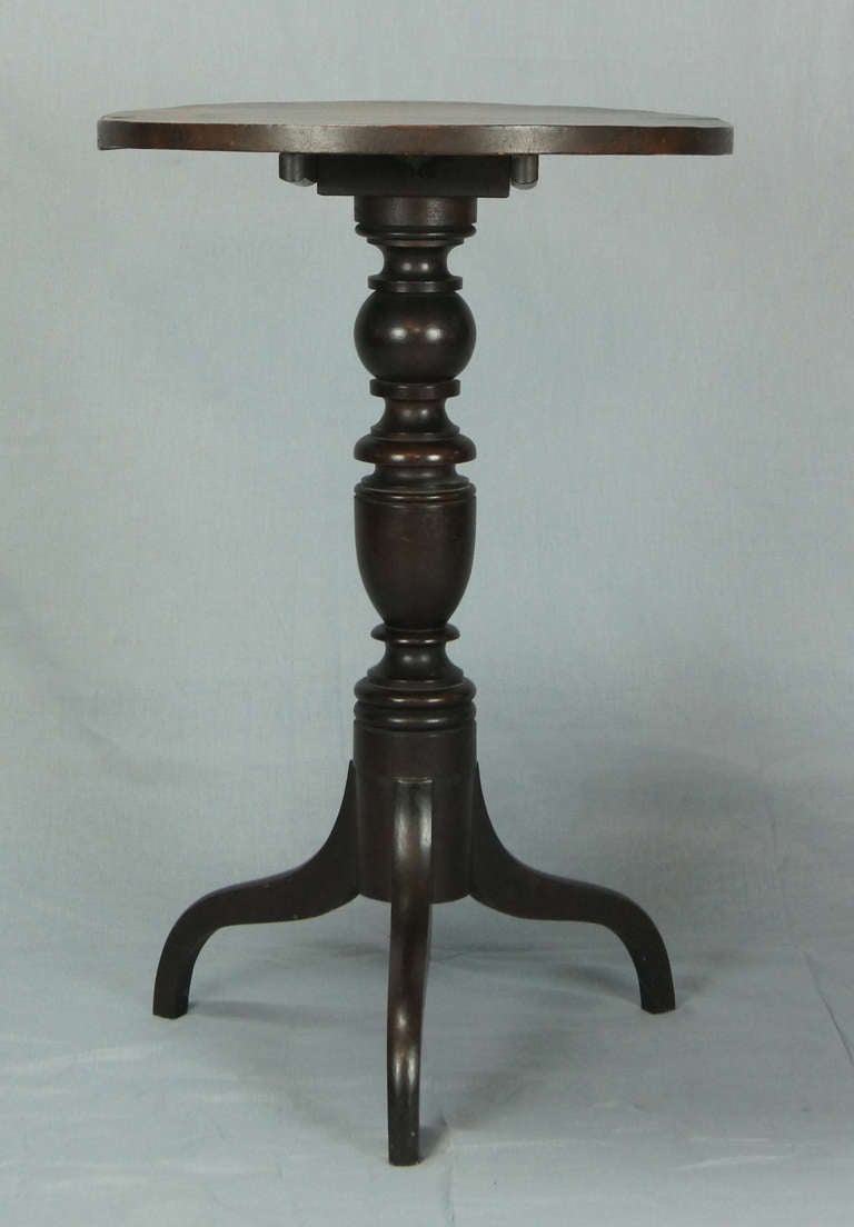 19th Century American Carved Walnut Candle Stand Tilt-Top Table