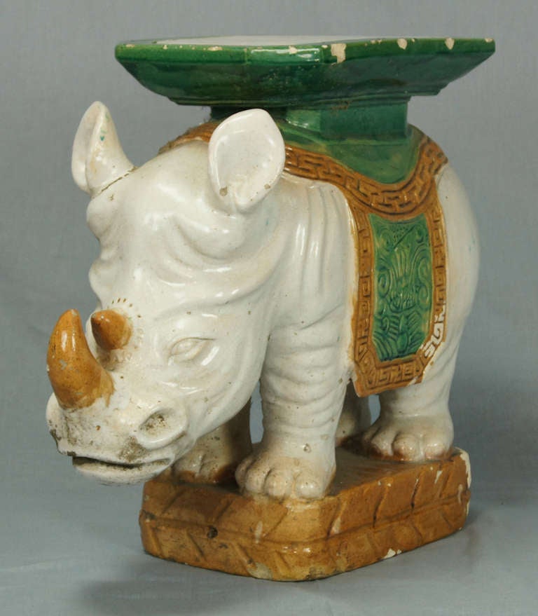 Glazed Rhinoceros Garden Seat