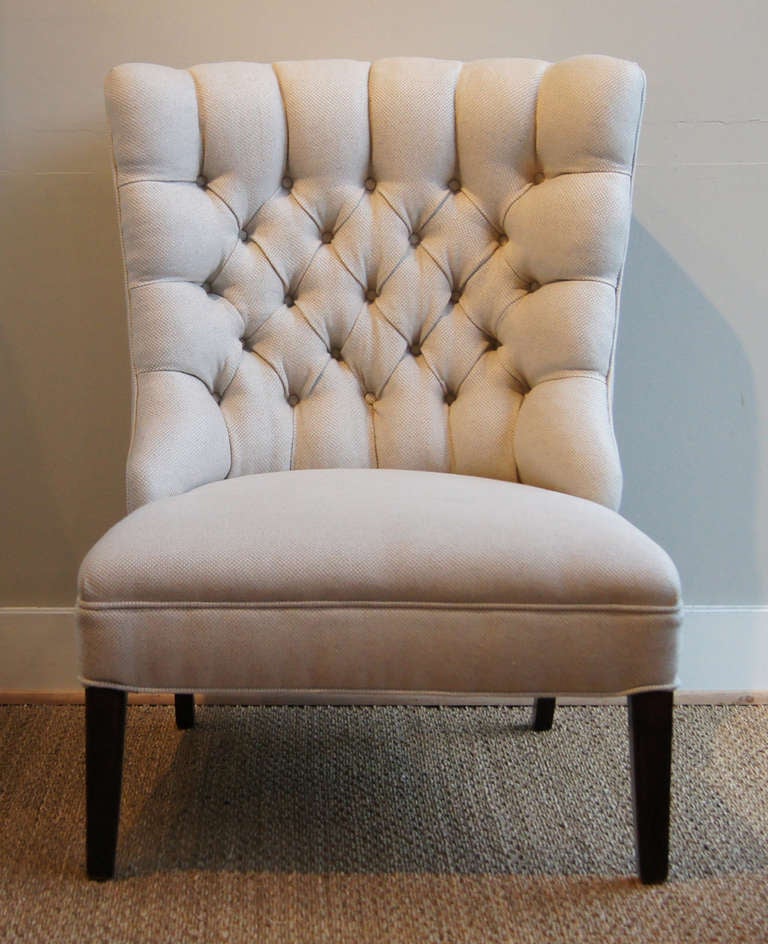 American Pair of Buttoned Slipper Chairs