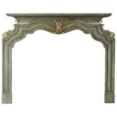 Dorothy Draper Style Carved and Painted Fireplace Mantel