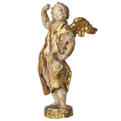 18th Century Italian Carved Wood Angel 18th Century Italian Carved Wood Angel