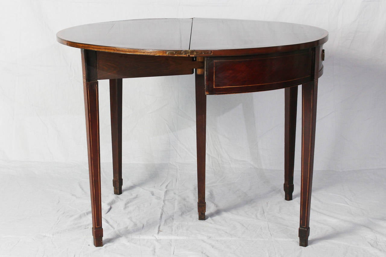 Early 19th Century English Demilune Card Table
