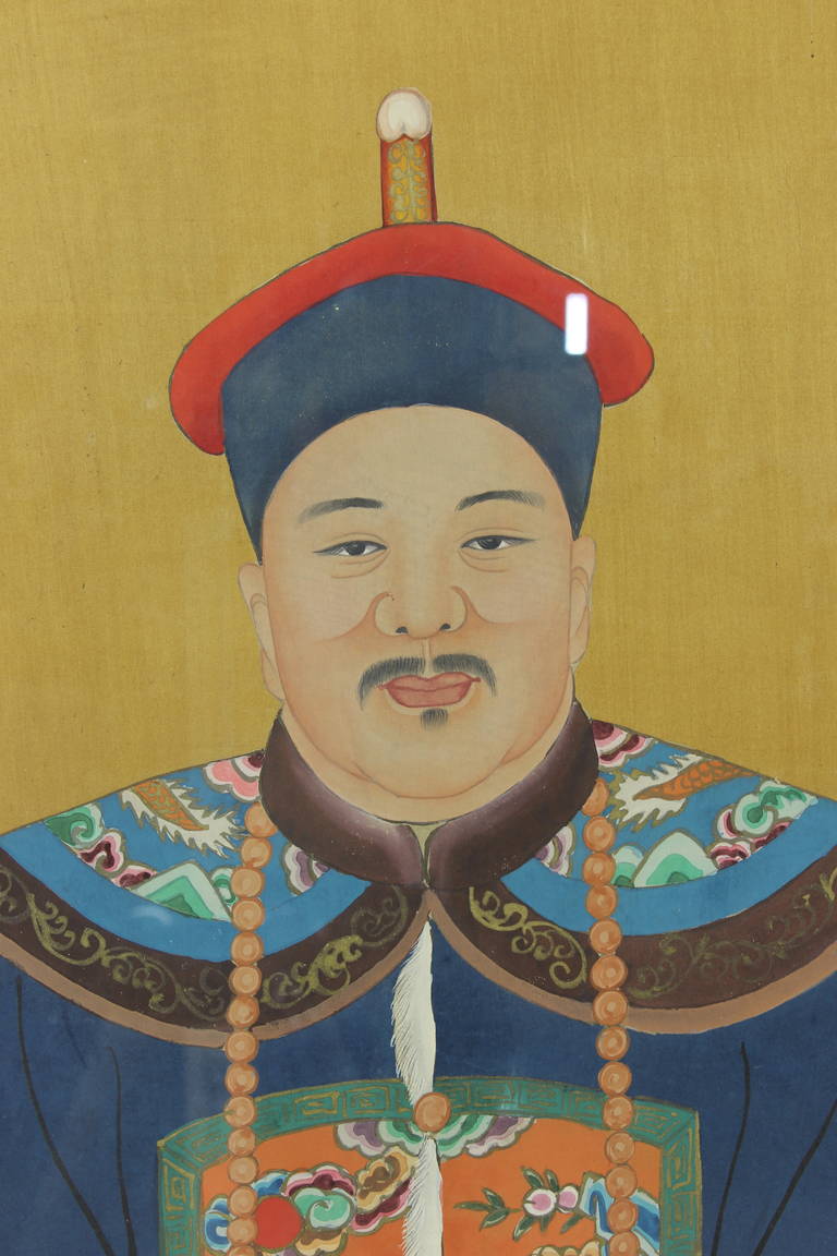 20ième siècle Paire de portraits d'ancêtres chinois